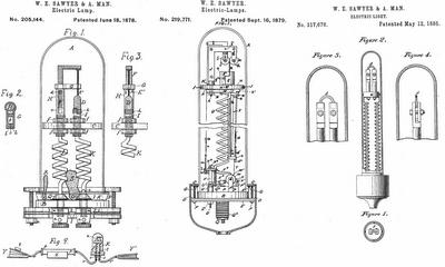 Evoluția lămpii incandescente de Sawyer și Maine (William Edward Sawyer și Albon Man)