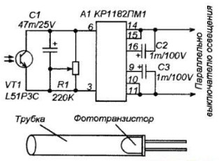 Circuit releu foto pe cipul KR1182PM1