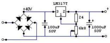 Circuitul de alimentare pe cipul LM317