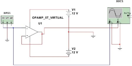 circuit repetor în Multisim