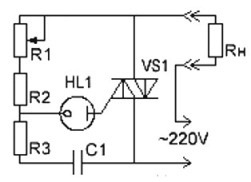 Schema regulatorului de alimentare pe triac