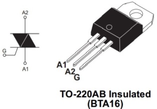 Triac pinout BTA16-600