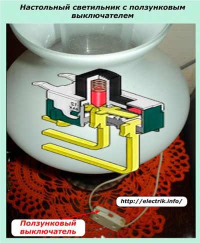 Lampa de masă cu comutator glisant