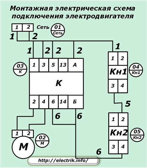 Schema de cablare a motorului electric