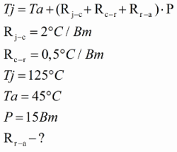 Exemplu de calcul al caloriferului pentru un tranzistor