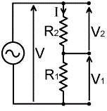 Divizor de tensiune pe două rezistențe