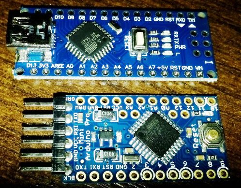 Arduino Nano vs Pro Mini Dimensiune Comparatie