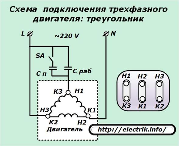 Triunghiul de conectare motor trifazic