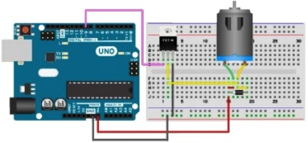 Schema de conectare a motorului DC Arduino