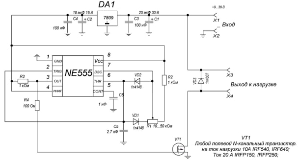 Schema controlerului PWM de pe NE555