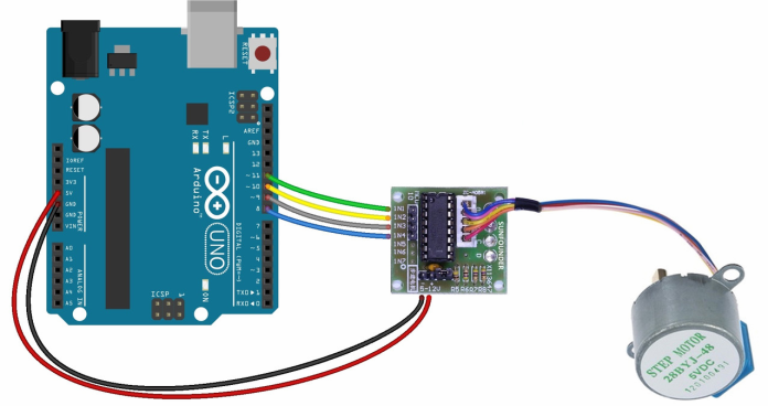 Conexiune la șoferul Arduino și motorul pas cu pas