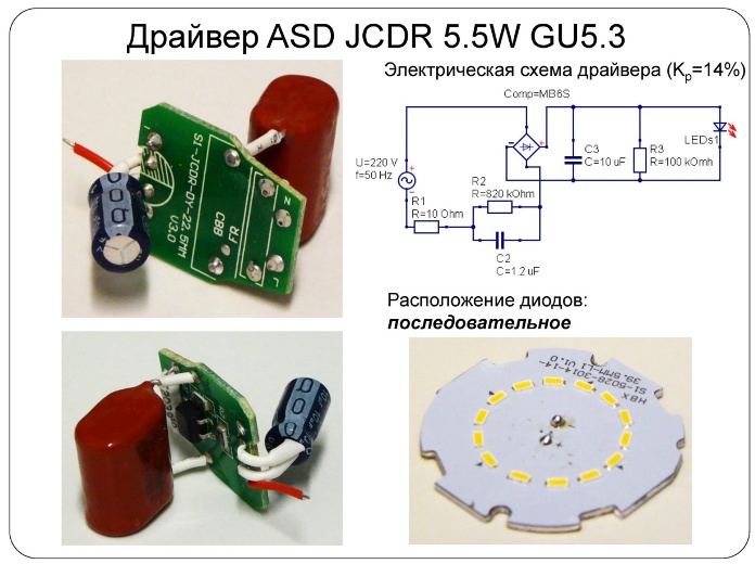 Diagrama unei lămpi LED cu condensator de stingere