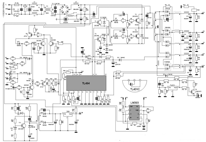 Exemplu de alimentare cu computer pe TL494