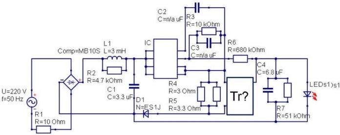 Circuitul cu lampa LED